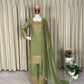 Embroidered Crunchy Fabric Kurta Palazzo Set with Dupatta for Festive Wear