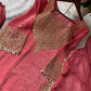 Embroidered Crunchy Fabric Kurta Palazzo Set with Dupatta for Festive Wear