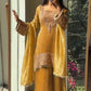 Embroidered Crunchy Fabric Kurta Palazzo Set with Dupatta for Festive Wear