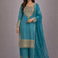Embroidered Crunchy Fabric Kurta Palazzo Set with Dupatta for Festive Wear