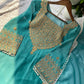 Embroidered Crunchy Fabric Kurta Palazzo Set with Dupatta for Festive Wear