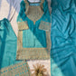 Embroidered Crunchy Fabric Kurta Palazzo Set with Dupatta for Festive Wear