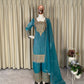 Embroidered Crunchy Fabric Kurta Palazzo Set with Dupatta for Festive Wear