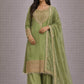 Embroidered Crunchy Fabric Kurta Palazzo Set with Dupatta for Festive Wear