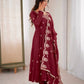 Embroidered Crunchy Silk Anarkali Gown Set