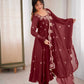 Embroidered Crunchy Silk Anarkali Gown Set