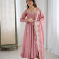 Embroidered Crunchy Silk Anarkali Gown Set