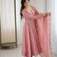 Embroidered Crunchy Silk Anarkali Gown Set