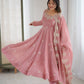 Embroidered Crunchy Silk Anarkali Gown Set