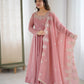 Embroidered Crunchy Silk Anarkali Gown Set