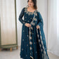 Embroidered Crunchy Silk Anarkali Gown Set