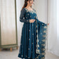 Embroidered Crunchy Silk Anarkali Gown Set