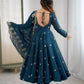 Embroidered Crunchy Silk Anarkali Gown Set