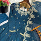 Embroidered Crunchy Silk Anarkali Gown Set