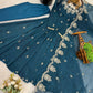 Embroidered Crunchy Silk Anarkali Gown Set