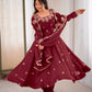 Embroidered Crunchy Silk Anarkali Gown Set