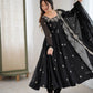 Embroidered Crunchy Silk Anarkali Gown Set