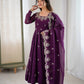 Embroidered Crunchy Silk Anarkali Gown Set