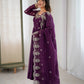 Embroidered Crunchy Silk Anarkali Gown Set