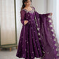 Embroidered Crunchy Silk Anarkali Gown Set