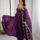 Embroidered Crunchy Silk Anarkali Gown Set