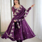 Embroidered Crunchy Silk Anarkali Gown Set