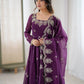 Embroidered Crunchy Silk Anarkali Gown Set