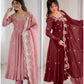 Embroidered Crunchy Silk Anarkali Gown Set