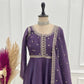 Embroidered Crunchy Silk Anarkali Gown Set With Dupatta