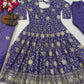 Embroidered Crunchy Silk Anarkali Suit Set