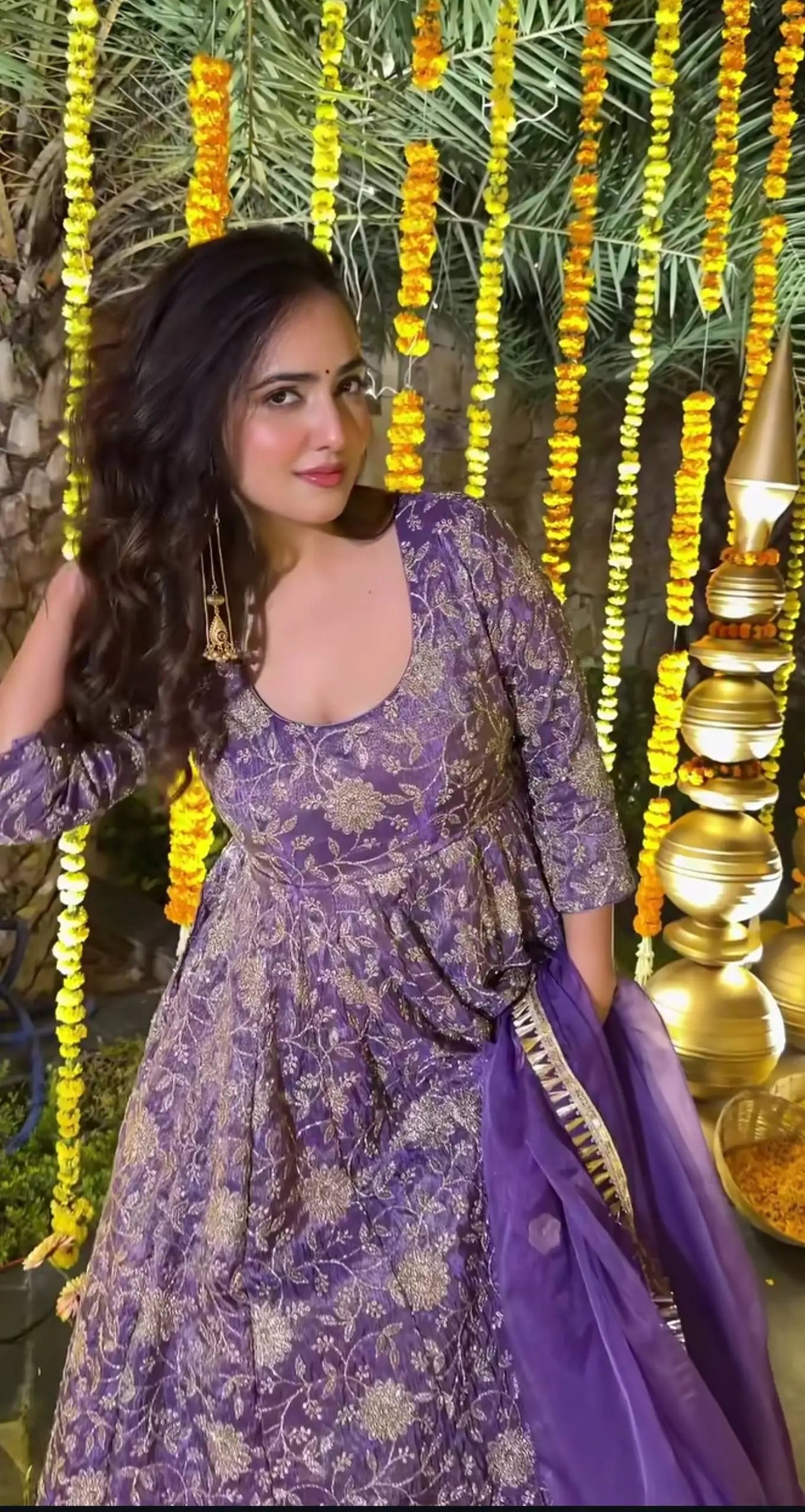 Embroidered Crunchy Silk Anarkali Suit Set
