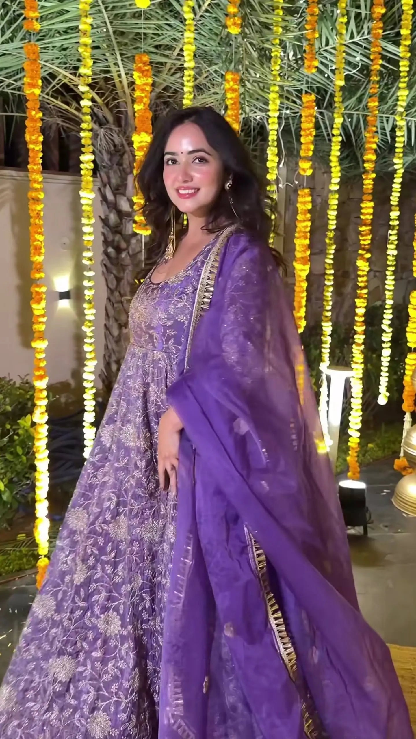Embroidered Crunchy Silk Anarkali Suit Set