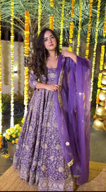 Embroidered Crunchy Silk Anarkali Suit Set