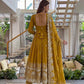 Embroidered Crunchy Silk Gown Set for Festive and Wedding Occasions