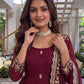 Embroidered Crunchy Silk Gown Set for Festive and Wedding Occasions