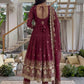 Embroidered Crunchy Silk Gown Set for Festive and Wedding Occasions