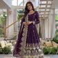 Embroidered Crunchy Silk Gown Set for Festive and Wedding Occasions