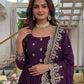 Embroidered Crunchy Silk Gown Set for Festive and Wedding Occasions