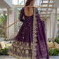 Embroidered Crunchy Silk Gown Set for Festive and Wedding Occasions