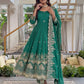 Embroidered Crunchy Silk Gown Set for Festive and Wedding Occasions