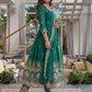 Embroidered Crunchy Silk Gown Set for Festive and Wedding Occasions