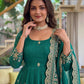 Embroidered Crunchy Silk Gown Set for Festive and Wedding Occasions
