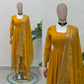 Embroidered Crunchy Silk Gown Set for Festive and Wedding Occasions