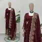 Embroidered Crunchy Silk Gown Set for Festive and Wedding Occasions