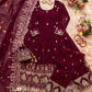 Embroidered Crunchy Silk Gown Set for Festive and Wedding Occasions