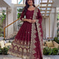 Embroidered Crunchy Silk Gown Set for Festive and Wedding Occasions