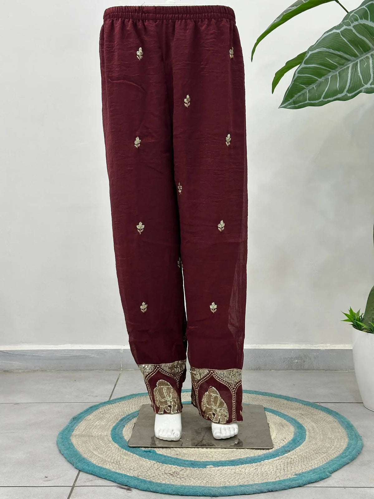 Embroidered Crunchy Silk Gown Set for Festive and Wedding Occasions