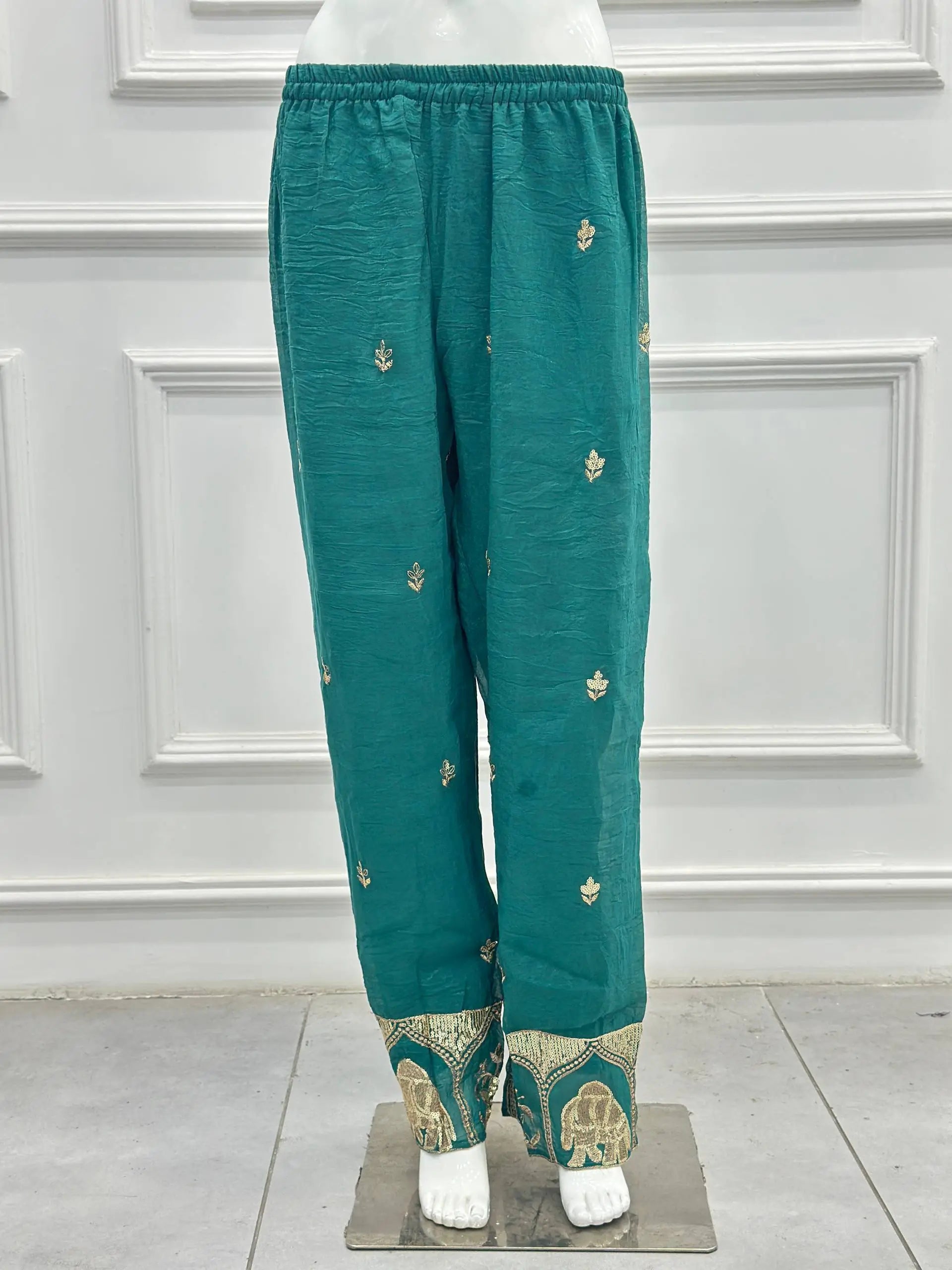 Embroidered Crunchy Silk Gown Set for Festive and Wedding Occasions