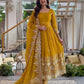Embroidered Crunchy Silk Gown Set for Festive and Wedding Occasions