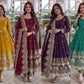 Embroidered Crunchy Silk Gown Set for Festive and Wedding Occasions